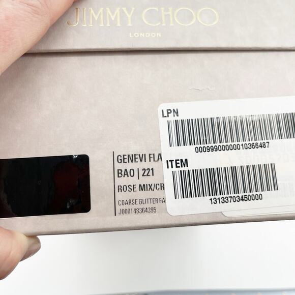 Jimmy Choo Rose Gold Genevi Coarse Glitter Crystal Pointed Toe Flat size IT 39.5 - Picture 13 of 13